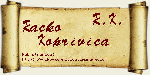 Racko Koprivica vizit kartica